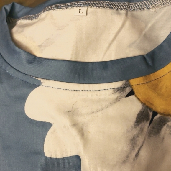 Summer Daisy Blue Short Sleeve T-Shirt Size L - Picture 3 of 7